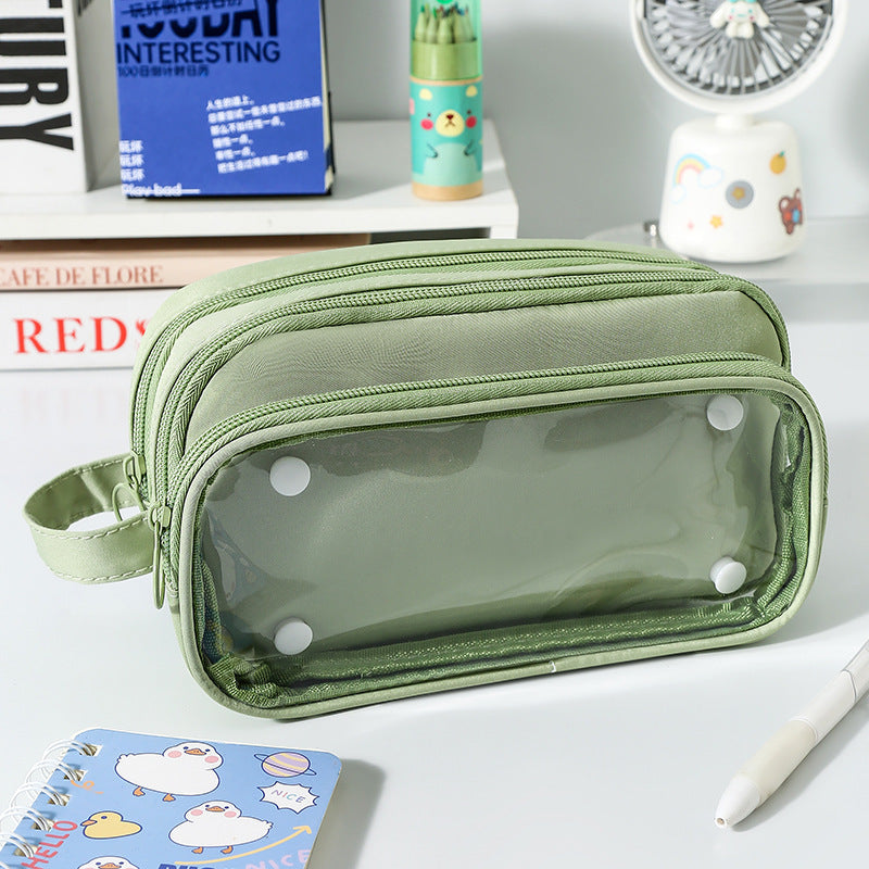 Transparent Pen Case INS Style Milk Salty Series Carrying Case Large Capacity Waterproof