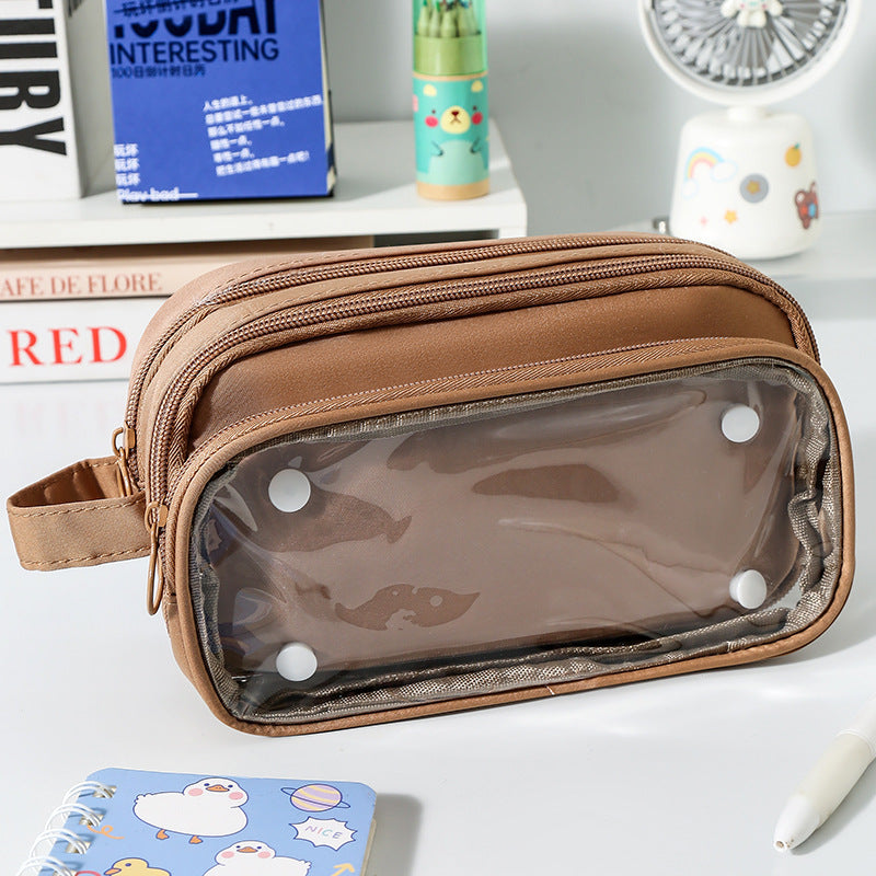 Transparent Pen Case INS Style Milk Salty Series Carrying Case Large Capacity Waterproof