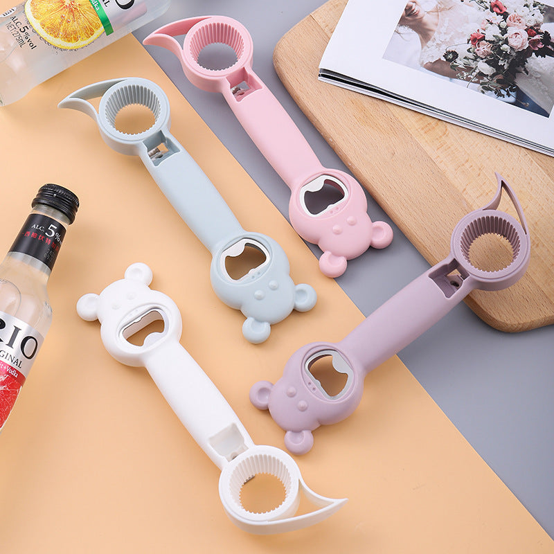 新しいかわいい多機能ジャー缶ビールボトルオープナーManualボトルオープナー4イン1多機能トップレス缶オープナーキッチンガジェットバー用ツールアクセサリー