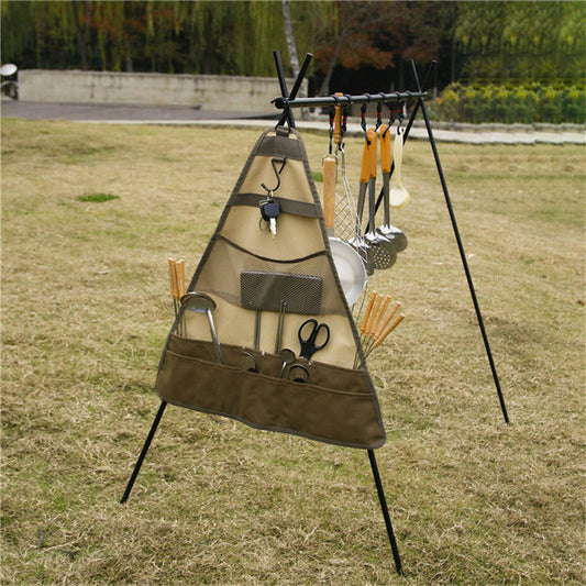 Outdoor Camping Utensils Spatula Spoon Hangable Cooking Utensils Foldable Utensil Bag